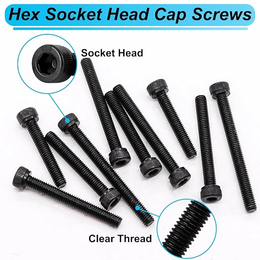 185PCS Black M5 Hex Socket Head Cap Screws, M5 x 30/35/40/45/50mm Metric Screws Bolts Nuts Washers Assortment Kit with Hex Wrench, 12.9 Grade Alloy Steel