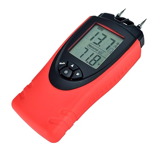 eH710T Moisture Meter by ennoLogic – Digital LCD Pin Type with 7 Material Settings for Wood, Cement, Mortar, Brick, Drywall, Carpet – Backlight, Hold, Max/Min, Air Temperature, and Holster