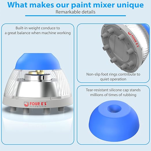 FOUR E'S SCIENTIFIC 5000 RPM Vortex Mixer Paint Shaker, Fast Mixing Touch Mode for Model Paints, Lash Extensions Adhesive, Nail Polish,Include Extra Silicone Cap & 100 Pcs Stainless Steel Mixing Balls