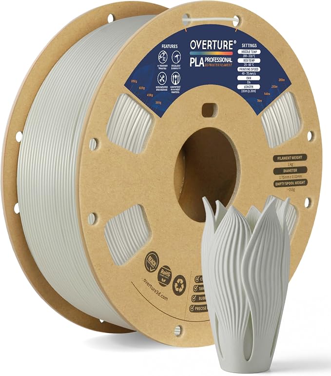 OVERTURE PLA Plus (PLA+) Filament 1.75mm, Stronger & More Durable, Professional Toughness 3D Printer Filament 1kg (2.2lbs), High Precision +/- 0.02mm, Tangle-Free (Champaign)