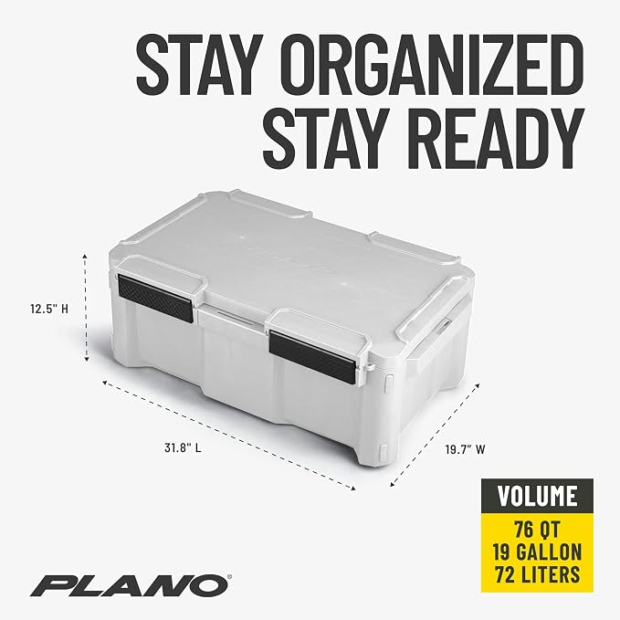 Plano GoNow Box, Waterproof Gear Storage, Heavy-Duty Outdoor Utility Container with Tray and Dividers for Tools and Accessories, Large, White
