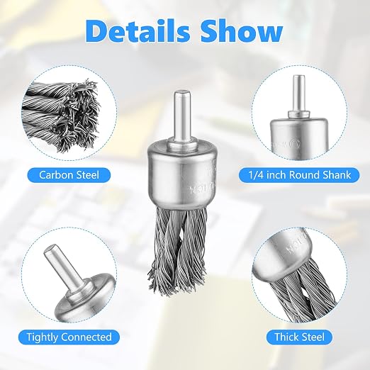 Rocaris 16 Pcs Twist Knot Wire Wheel Brush for Drill, Wire Cup Brush Set | Crimped Cup Wire Wheels Brush Set for Drill with 1/4-Inch Shank for Rust Removal, Corrosion and Scrub Surfaces