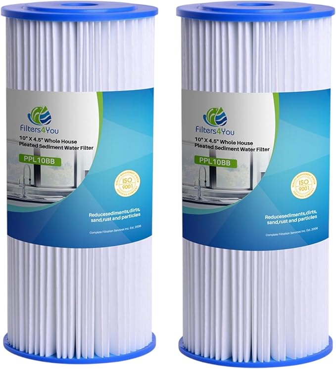 CFS – Pleated Water Filter Cartridges Compatible with FXHSC, R50-BBSA, R50-BB, WFHDC3001, W50PEHD, GXWH40L Models – Removes Bad Taste – Whole House Replacement Filter Cartridge (2 Pack + 2 O-Rings)