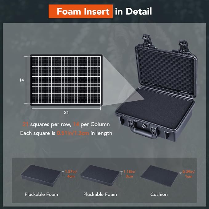 Lykus HC-3010 Waterproof Hard Case with Customizable Foam Insert, Interior Size 11.81x7.87x4.72 in, Suitable for Pistol, Camera, Lens, Drone, Mic, Flashlight, Electronics, Tools, and More