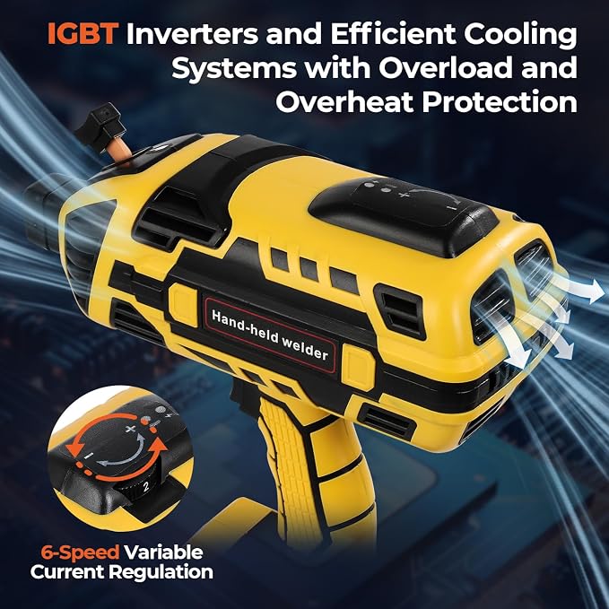 Portable Welding Machine, 110V IGBT Inverter Handheld Welding Machine with 6 Variable Current Adjustment, 20-120Amp Welding Output Handheld ARC Welder for 1/16"-1/8" Welding Rods