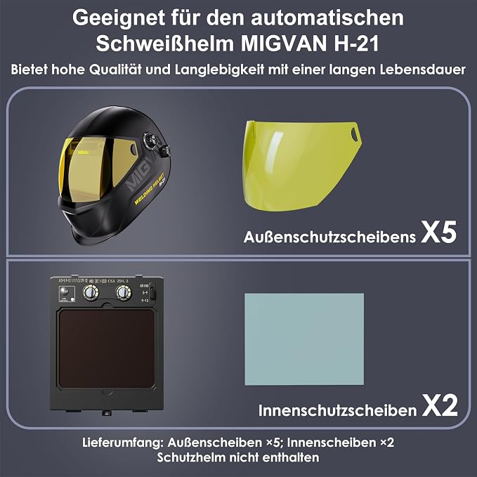 Welding Helmet Auto Darkening True Color Large Viewing with H-21 Helmet Protective Lens Combination