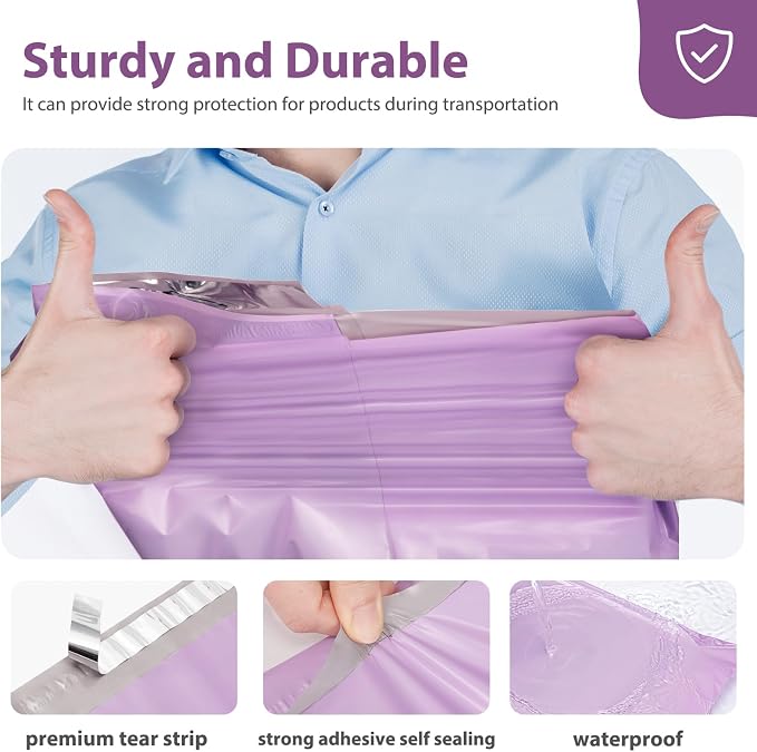 Fuxury Large Poly Mailers 24x24'' 100Pcs, Shipping Bags for Clothing Purple | Strong Adhesive Shipping Envelopes for Small Business Suppliers, Self Seal Mailers Poly Bags Mailing Bags