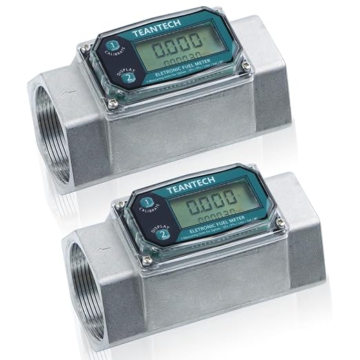 2 Pack 2in Digital Turbine Fuel Flow Meter, High Accuracy Diesel Flow Meter with NPT Counter, Digital LCD with 5 Units, Auto Shut Off, for Gasoline/Kerosene/Water