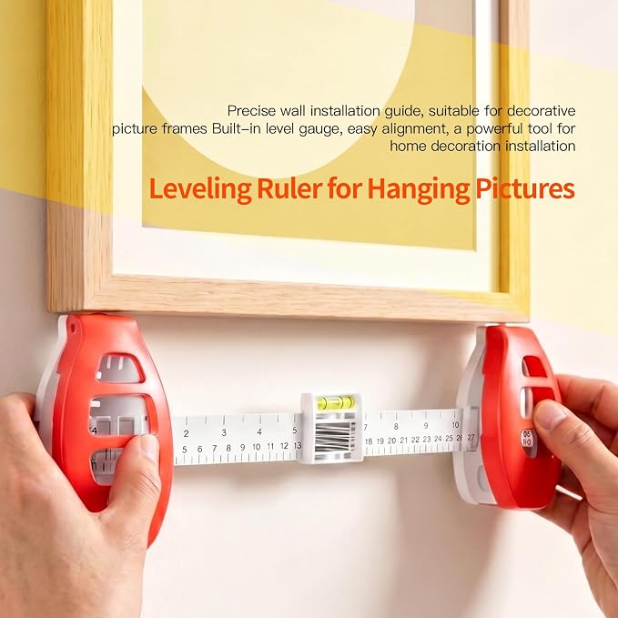 Level Ruler Picture Hanging Tool with Level – Precision Wall Mount Guide for Frames & Artwork, Easy Alignment Hanging Tool with Built-In Level for Home Decor Installation