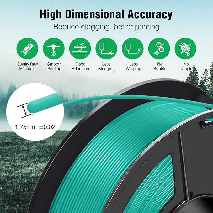 SUNLU 3D Printer ASA Filament 1.75mm, 1KG（Green） | UV/Rain/Heat Resistant Tough 3D Printer Filament, Great for Printing Outdoor Functional Mechanical Parts, 1kg Spool (2.2lbs)