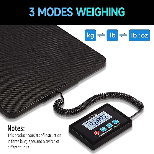 440lbs Postal Scale, Hold/Tare Function, Manual/Auto Off LCD Display, Lightweight Scale for Packages/Luggage/Home, Battery & AC Adapter Included