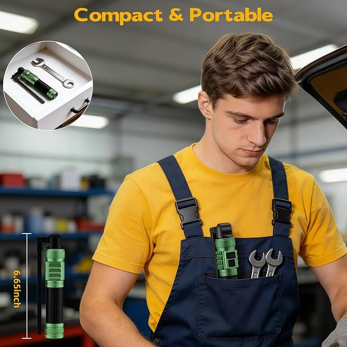 LNRYY Magnetic Work Light 2Pack,1500 High Lumens & All Aluminum Rechargeable LED Work Light, 7 Modes & 360° Rotation Magnetic Flashlight, Mechanic Light for Car Repairing, Fathers Day Dad Gifts | All Aluminum, 1500 High Lumens, Digital Display, 360° Ro...