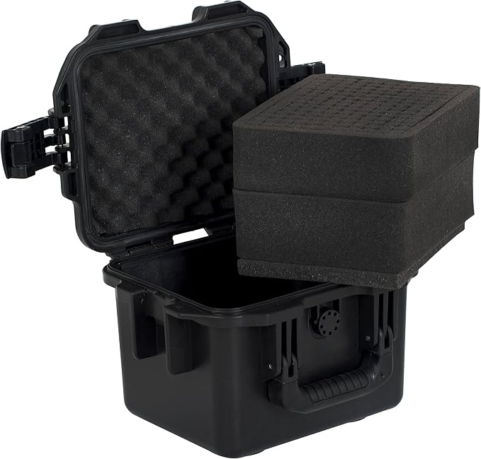 MEIJIA Premium Waterproof Hard Compact Camera Case,Hard Protective Case with customizable fit foam,Full Protection with Light&Convenient Design,Elegant Black (11.8"x9.82"x7.75")