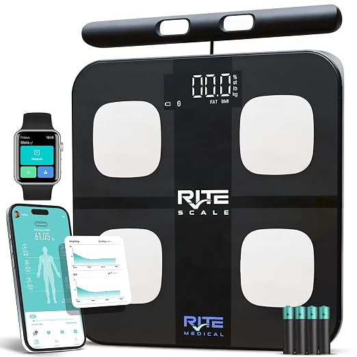 Smart Weight Scale for Body Weight with Mobile App | 8-Electrode Digital Weight Scale | BIA Technology for BMI, Muscle Mass & More | Bluetooth Connectivity
