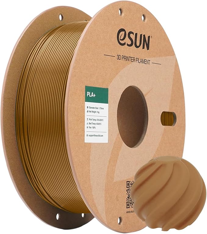 eSUN PLA+ Filament 1.75mm, 3D Printer Filament PLA Plus, Dimensional Accuracy +/- 0.03mm, 1KG Spool (2.2 LBS) 3D Printing Filament for 3D Printers, Light Brown