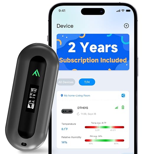 Cellular Temperature Monitor for RV Pet Safety – 4G Remote Temperature, Humidity & Power Outage Monitor for Vacation Home & Server Room | App Controlled | No WiFi | 2 Year Subscription Included | Swiss-Precision Sensor with 30-Second Updates for Faster...