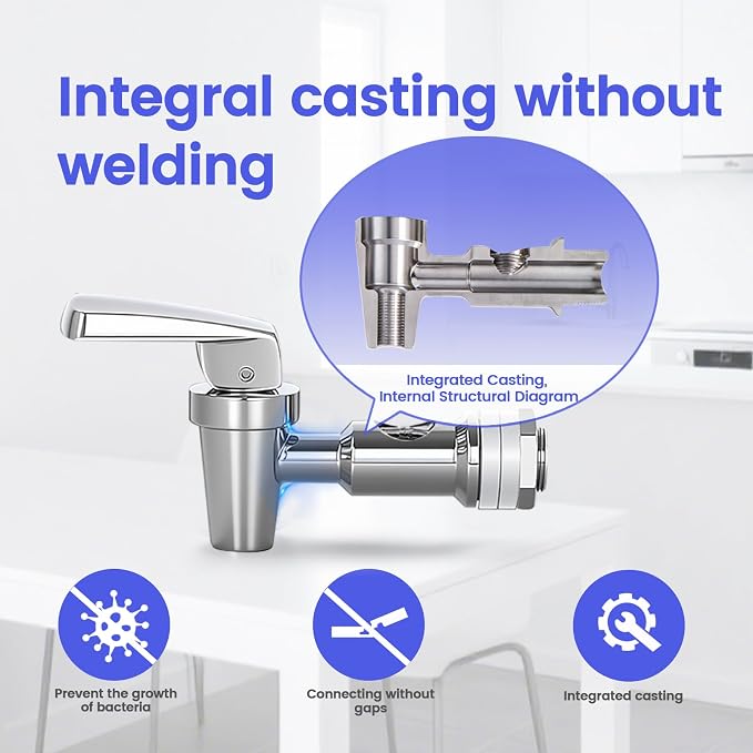 304 Stainless Steel Sight Glass Spigot, Compatible with Universal Gravity-Fed Water Filtration Systems, Clear Water Level View, Stainless Steel Handle