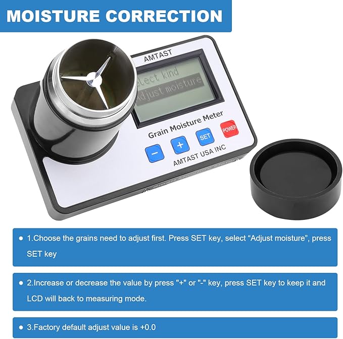 Grain Moisture Meter High Precision Grain Moisture Tester with Temperature Compensation Portable Seed Moisture Meter for 22 Grains including Wheat, Soybean, Coffee and More