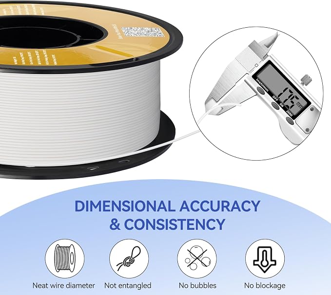 Kingroon Matte PLA Filament 1.75mm 3D Printer Filament Matte Filament 1kg Dimensional Accuracy +/- 0.02 mm (Matte White)