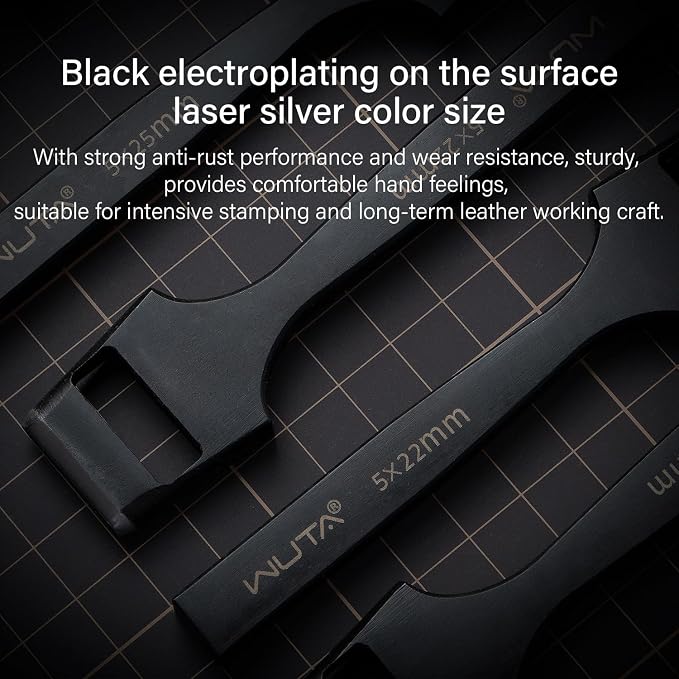 WUTA 4 Pcs Leather Belt Hole Puncher Oval Cutter Strap Watch Band Flat Punches Heavy Duty Oblong Tools for Leathercrafting (2 * 5+3 * 5+1.5mm Round+2mm Round)