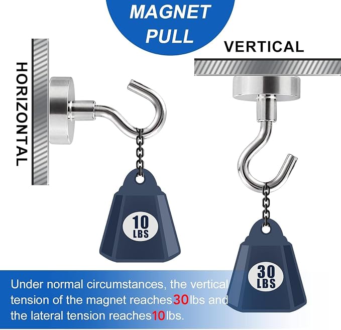 LOVIMAG Magnetic Hooks, Cruise Essentials 2026, 12 Pack-30LBS | Heavy Duty Strong Magnet Hook for Cruise Cabin, Refrigerator Fridge, Ship, Classroom, Kitchen Grills, Black