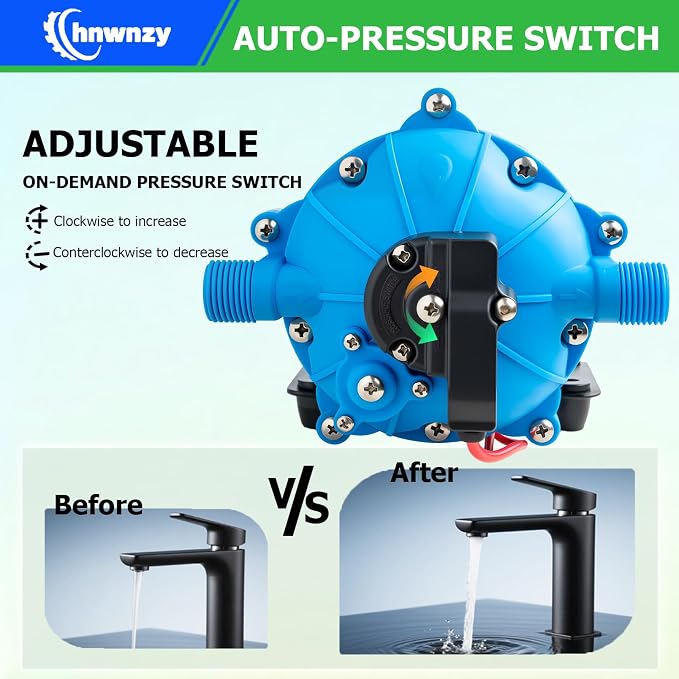 80PSI 7.5GPM Washdown Pump Kit, 12V Self-Priming Marine RV Water Pump with Pressure Switch, Strainer, Coiled Hose & Adjustable Nozzle for RV, Boat, Yacht, Camper, Travel Trailer and Sprayer
