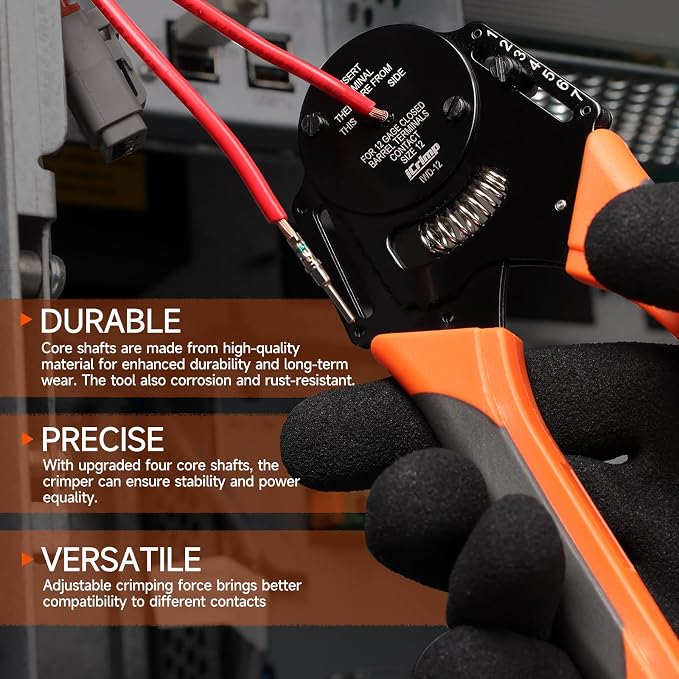 iCrimp Closed Barrel Crimper 4 Way Indent,8 Impression Type for Deutsch Solid Contacts gage 12 (IWD-12)