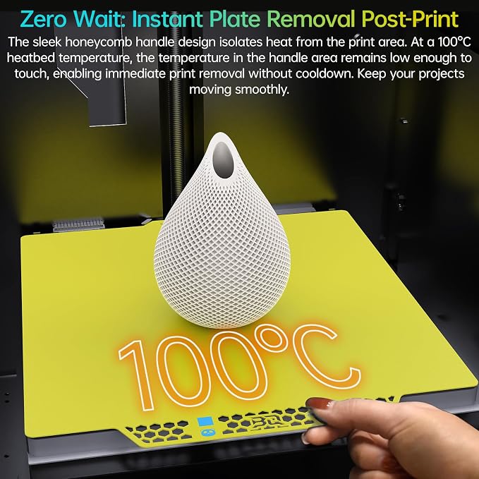BIQU CryoGrip Pro Glacier Yellow Compatible with Bambu-Lab P1S/P1P/P2S/X2D/X1C/X1E/A1 3D Printers 257x257MM Panda Build Plate Double Sided Upgrade Removable Surface Platform