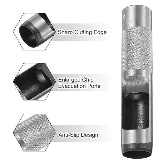 HARFINGTON 2pcs Leather Round Hole Punch, 17mm Hollow Hole Puncher Cutter Carbon Steel Circle Hole Punching Cutting Tool for Belt/DIY Leather Craft