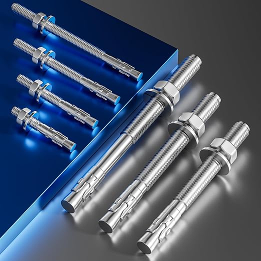 Wensilon 30Pcs 5/16x5 Inch Standard Fasteners for Heavy-Duty 304 Stainless Steel Wedge Anchors for Cement and Concrete