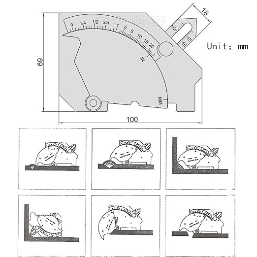 Weld Gauge Set Includes Cam Type Gauge and Fillet Gauge and Hi-Lo Gauge and Taper Gauge and Porosity Undercuts Checking Gauge and Convexity Concavity Gauge Imperial
