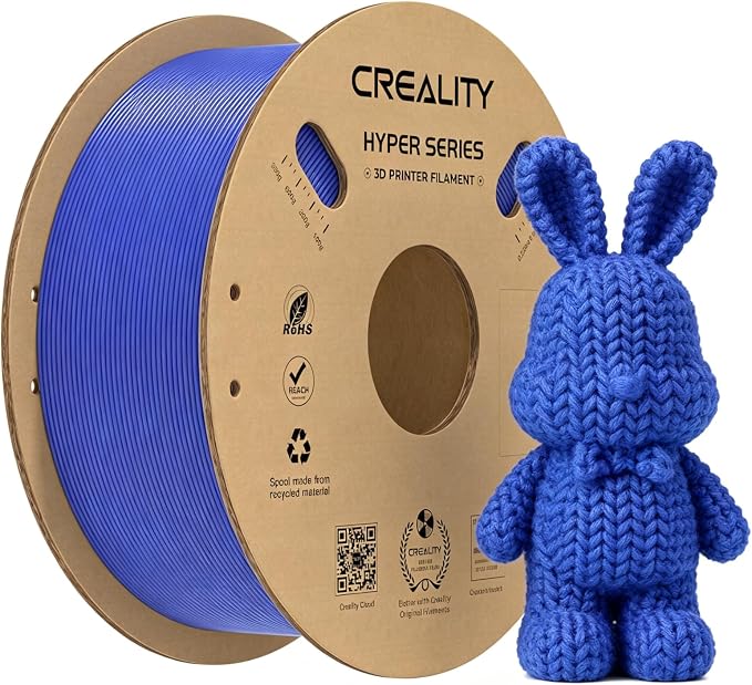 Creality Hyper PLA Filament 1.75mm 1KG(2.2lbs), High Speed PLA 30-600mm/s Rapid 3D Printer Filament, Dimensional Accuracy +/-0.02mm, Fit Most FDM 3D Printers, Peri Blue