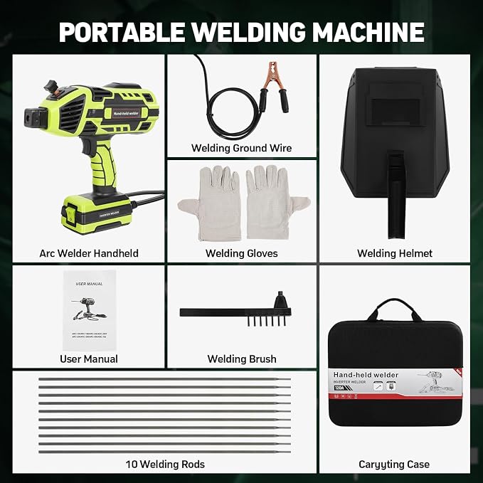 Portable Welding Machine, 110V Handheld Welder Machine with IGBT Inverter 6 Variable Current Adjustment 20-120Amp Welding Output Portable Welder Handheld for 1/16"-1/8" Size Welding Rods