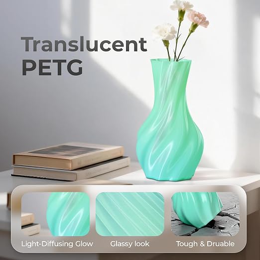 Official Creality PETG 3D Printer Filament 1.75mm 1KG (2.2lbs), Translucent Dual Color Gradient Blue to Green, High Precision, Strong Toughness 3D Printing CR PETG Filament, Gradient Blue Green