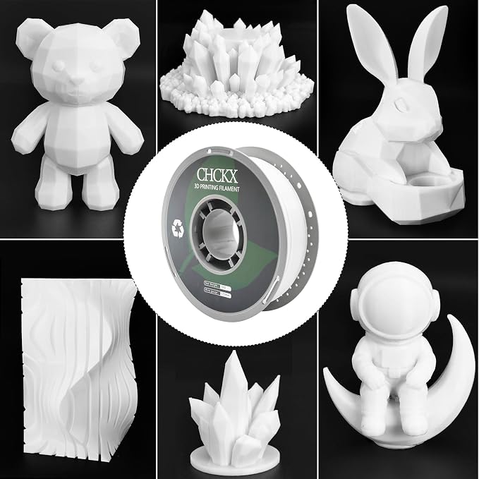 PETG 3D Printer Filament, Dimensional Accuracy +/- 0.03 mm, 1kg Spool(2.2lbs), 1.75 mm Fit for Most 3D Printers, White
