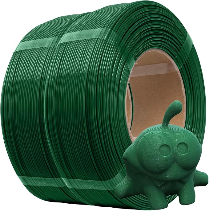 eSUN PLA+ Refilament 1.75mm, 3D Printer Refill PLA Plus, 1KG per Roll, 2 Rolls Spoolless 3D Printing Filament for 3D Printers,Pine Green