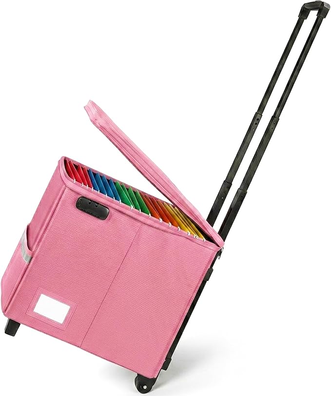 Fireproof File Box with Wheels, Collapsible Rolling Fireproof Document Bag with Lock, Fireproof Box with Handle & Casters, Mobile Fireproof Document Storage for Legal/Letter Size Files | futaiphy Fireproof File Box with Wheels, Collapsible Rolling Fire...