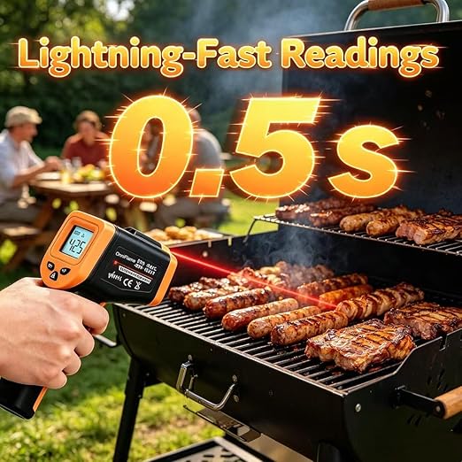 Blackstone Infrared Thermometer Temperature Gun for Cooking, IR Thermometer for Pizza Oven Griddle Cast Iron -58℉~1022℉ Non-Contact Digital Laser Thermometer Gun with Hard Storage Case (NOT for Human)