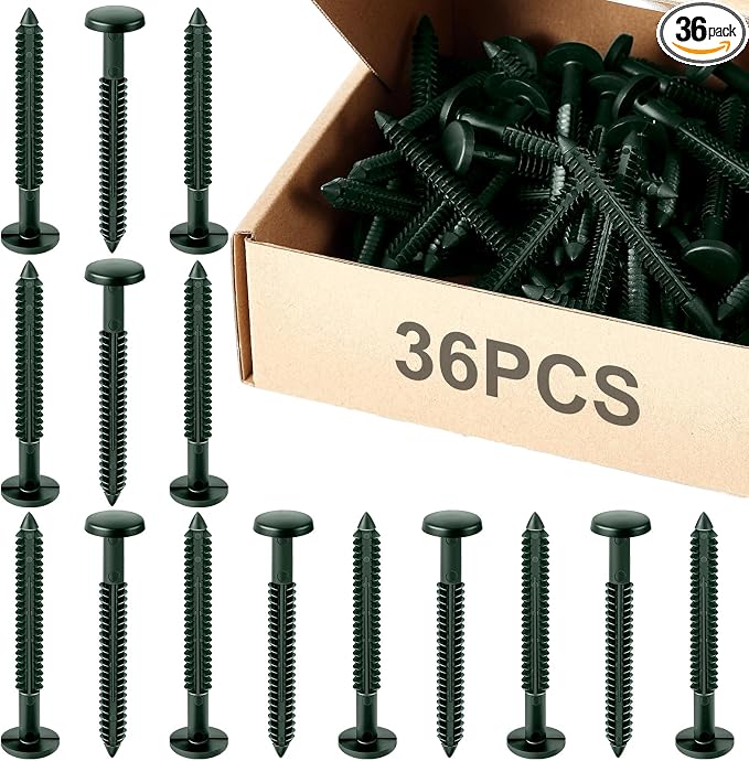 Blulu 36 Pcs 3 Inch Vinyl Shutter Fastener Window Panel Peg Lok Pin Pegs Screws Shutter Spikes Anchor (Midnight Green)