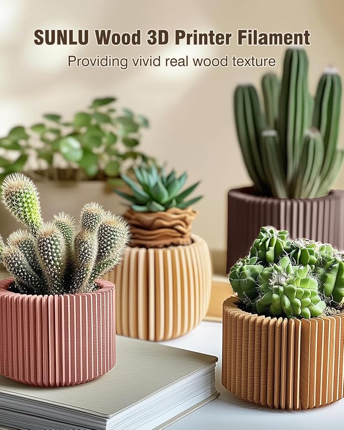 SUNLU Real Wood Fiber PLA Filament, Neatly Wound PLA 3D Printer Filament 1.75mm Dimensional Accuracy +/- 0.03mm, Fit Most FDM 3D Printers, 1kg Spool (2.2lbs), Woody Scent Cherry Wood Fiber PLA