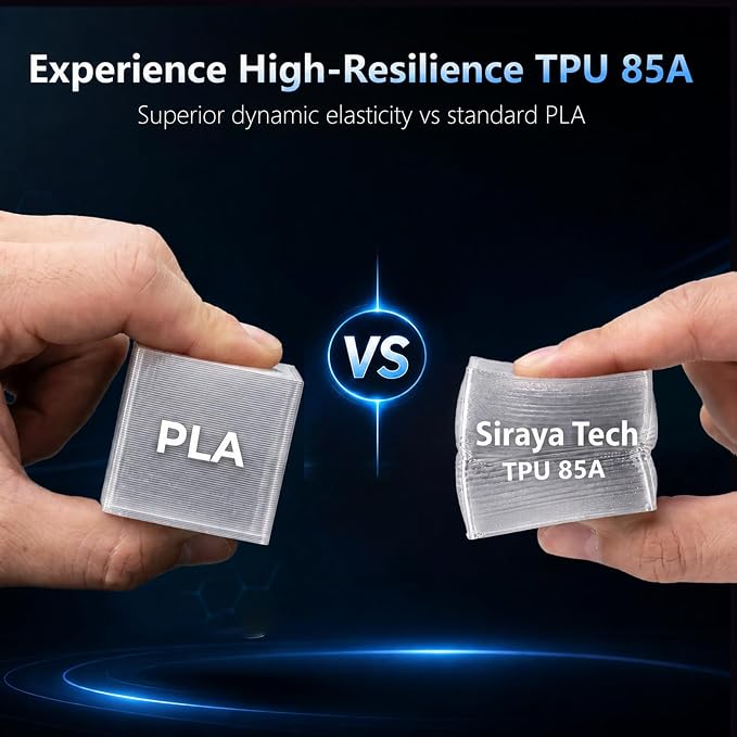 Siraya Tech Flex TPU Filament - 85A Shore, ISO 10993, High Flexibility & Toughness, High Flow & Speed, Easy to Print, Moisture-Resistant Aluminum Bag - Ideal for Footwear, Protective Gear (Clear, 1kg)