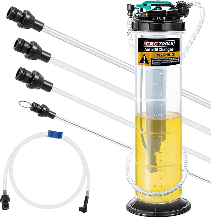 Estune 2.5 Gallon (9.5L) Fluid Extractor Pump, Pneumatic Manual Oil Extractor Pump for Oil Change, Oils Vacuum Pumps Extractors with 5 Pcs Brake Bleeding Hose for Cars, SUVs, Trucks, RVs, motorcycles