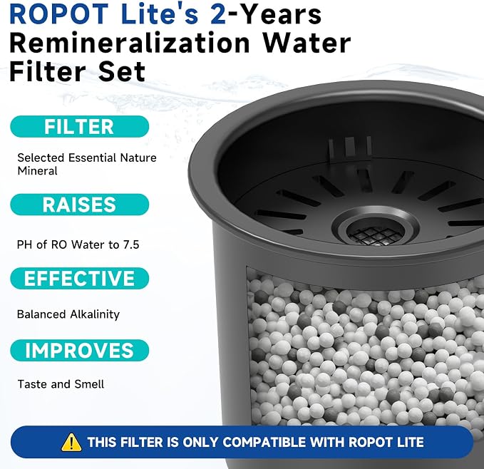 ROPOT-LITE Mineral Filter Set Compatible with Bluevua RO100ROPOT-Lite and RO100ROPOT-Lite(UV) Alkaline Remineralization Filters (4 Pack）