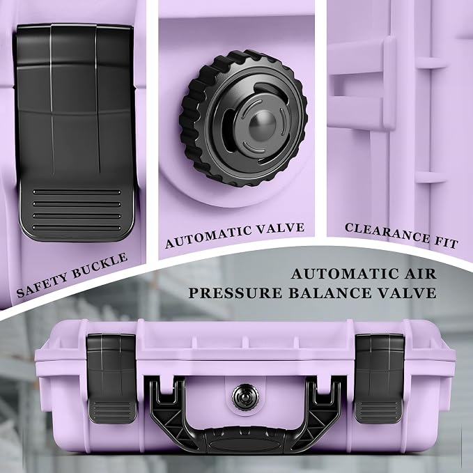 Relaxweex 1 Pcs Waterproof Hard Case with DIY Customizable Foam Insert Portable Protective Case with Knife for Camera Drones Equipments Tools Test Instruments(Purple,14.3 x 11.4 x 4.5 Inch)