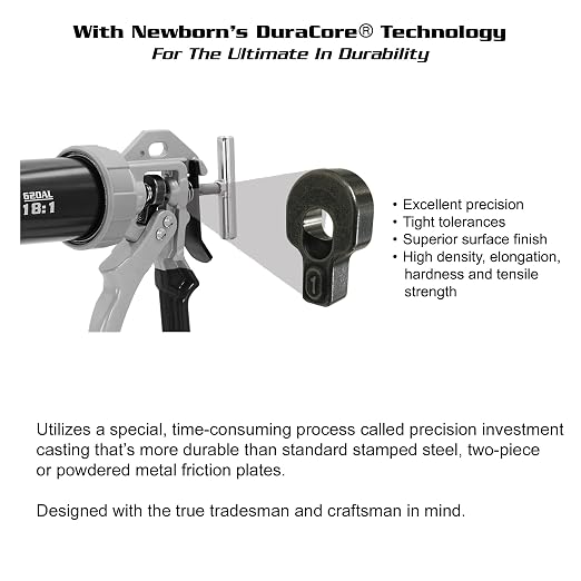Newborn 620AL-CLEAR Round Rod Caulk Gun - 18:1 Thrust Ratio | 20 oz. Sausage Cartridge Capacity | Includes Ring Cap, Cones & Sausage Cup