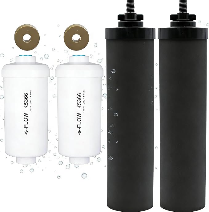 NSF/ANSI 42 Certified Gravity Water Filter Combo - Replacement for Berkey BB9-2 Black Purification Elements & PF-2 Fluoride/Arsenic Reduction Filters, Compatible with Berkey Gravity Filtration Systems