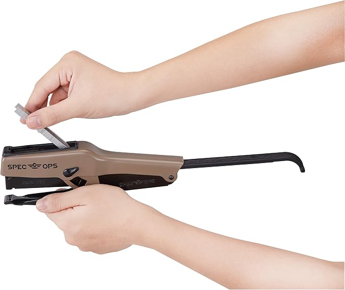 Spec Ops Tools Heavy Duty Plier Stapler for Packaging, Compatible with 3/8" and 1/4" Leg Length Staples, 45 Sheet Capacity, All-Metal