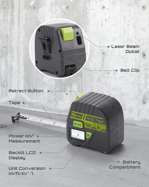 Laser Measurement Tool, 393Ft/120M Bilateral Laser Measuring Tool, Inkerma 130Ft/40m Laser Measurement Tool & 16Ft/5m Measuring Tape