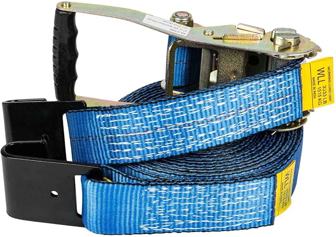 Mytee Products (20 Pack 2" x 30' Ratchet Tie-Down Straps with Flat Hooks - Blue, Tiedown Ratchet Straps for Flatbed, Truck, Trailers Pickup