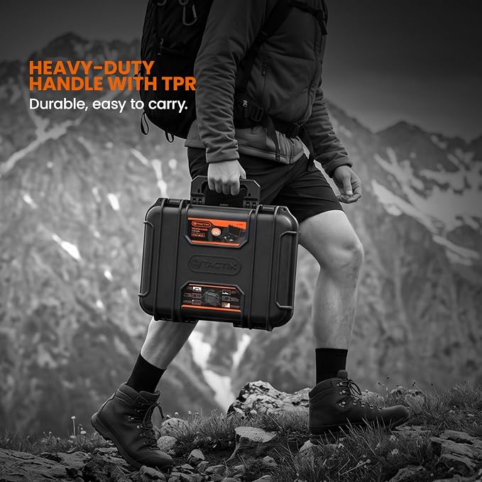 Tactix Hard Case M Waterproof Camera Protective Case IP65 Heavy-Duty with Custom Foam Insert, Fit Use of Drones, Camera, Equipments, Tools, 13.58" x11.61”x6.06” Black